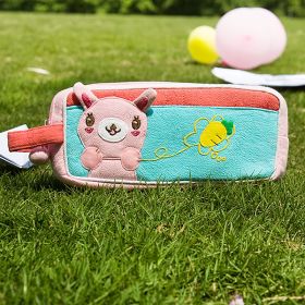 [Rabbit & Carrot] Embroidered Applique Pencil Pouch Bag / Cosmetic Bag / Carrying Case (7.3*3.3*1.4)