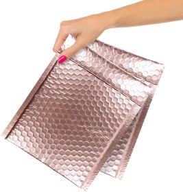 Metallic Rose Gold Bubble Mailers 6.5 x 9; Poly Padded Envelopes Pack of 25; Self Adhesive Padded Shipping Envelopes; Peel and Seal Mail Bubble Envelo