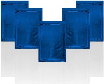 Pack of 50 Blue Bubble Mailers Pouches 4x7 Waterproof Cushion Padded Envelopes 4 x 7 with Peel and Seal Closure; Glamour Metallic Foiled Bags for Mail