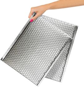 ABC Thermal Bubble Mailers 12 x 17 Inch Size. Pack of 10 Metallic Thermal Padded Envelopes. Self Seal Silver Color Bubble Mailers Thermal Insulated Sh