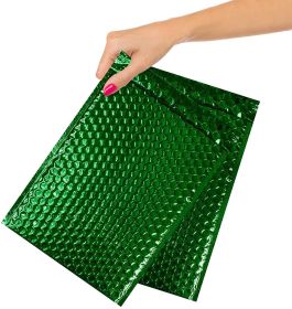 Pack of 25 Green Metallic Bubble Mailers 6.5 x 10.5 Green Padded Envelopes 6 1/2 x 10 1/2 Glamour Bubble Mailers Self Seal Shipping Bags for Mailing P