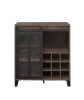 Treju Wine Cabinet; Obscure Glass; Rustic Oak & Black Finish YF