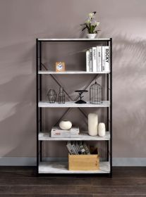 Tesadea Bookshelf; Antique White & Black Finish YF