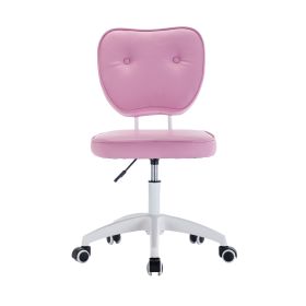 PU Makeup Office Desk Chair Bling Desk, Armless Vanity Desk Task Chair with Wheels 360Â¬âˆž,Bling Desk Nail Desk for Women, Adjustable Height,Purple