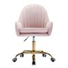 Velvet Home Office Chair with Wheels, Cute Chair with Side Arms and Gold Metal Base for Living Room, Bedroom,and Vanity Room,Bling Desk Nail Desk for