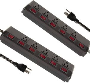 Bosonshop 2 Pack Long Power Strip Surge Protector;  6 Metal Power Outlets 2 USB Ports;  6 ft Long Extension Cord