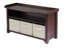 Verona Storage Bench with 3 Foldable Beige Color Fabric Baskets