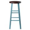 Ivy 29" Bar Stool Walnut/Light Blue