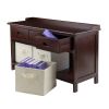 Adriana 4pc Storage Bench Set with 3 Foldable Beige Fabric Baskets