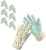 Pack of 12 Ladies Garden Gloves Assorted Floral Cotton Jersey Medium Size Yellow Breathable Gardening Gloves for Woman Resistant PVC Dotted Palm Glove