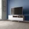 Manhattan Comfort Winston 53.14 TV Stand with 4 Shelves in White and Cinnamon