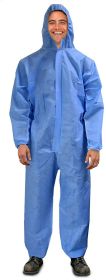 Disposable Coverall XX-Large Size Blue Polypropylene Overall SMS with Zipper; Hood; Elastic Cuffs; Ankles; Waist; No Pockets. Unisex Workwear for Clea