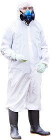 Supply; Disposable Coveralls. Pack of 5 White 4XLarge Full Body Protective Suits of Laminated Polypropylene 60 gsm. Adult PPE Protective Suit with Hoo