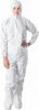 Hazmat Suit Disposable Coverall. White Protective Suit XX-Large. 60 gsm SMS Painters Suit with Attached Hood; Boots; Zipper Front. Unisex Painters Cov