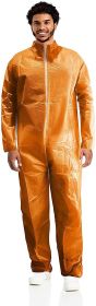 Hazmat Suit Disposable Coverall Large. Orange Non Hooded Coveralls for Men and Women. Polypropylene Polyethylene 40 GSM Paint Suit Coveralls Open Wris