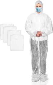 Hazmat Suits Disposable Coveralls 4X-Large. Pack of 5 White Disposable Coveralls for Men and Women. Paint Suit 30gm/m2 Polypropylene Protective Suits