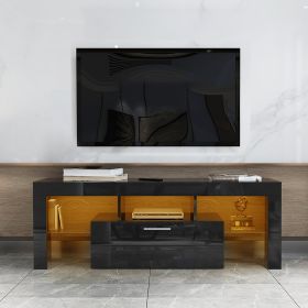 20 minutes quick assemble; Black morden TV Stand with LED Lights; high glossy front TV Cabinet; can be assembled in Lounge Room; Living Room or Bedroo