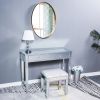 FCH Modern Style Mirrored Vanity Stool Silver Gray  YJ