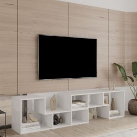 Double L-Shaped TV Stand; Display Shelf ; Bookcase for Home Furniture; White