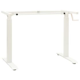 Manual Height Adjustable Standing Desk Frame Hand Crank White