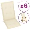 Garden Chair Cushions 6 pcs Cream 47.2"x19.7"x1.2"