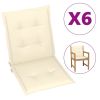 Garden Chair Cushions 6 pcs Cream 39.4"x19.7"x1.2"