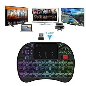 Rii X8 Portable 2.4GHz Mini Wireless Keyboard Controller with Touchpad Mouse Combo,8 Colors RGB Backlit,Rechargeable Li-ion Battery for Google Android