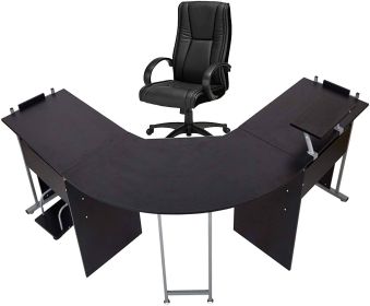 71" L-Shaped Gaming Desk -Large Desktop 22" Wide Wood Curved Corner Desk -Sturdy Computer Desks PC Laptop Table Workstation