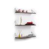 Altai Floating Wall Decor Wall Mounted Rustic Decorative Hanging Metal Bracket Triple Shelfs for Books; Walnut/Chrome