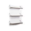 Altai Floating Wall Decor Wall Mounted Rustic Decorative Hanging Metal Bracket Triple Shelfs for Books; Walnut/Chrome