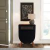 24 Inch Acacia Wood Accent Cabinet Chest with 1 Mesh Drawer and 1 Door; Brown and Black