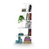 Furnish Home Store Modern 5 Tier Ladder Bookshelf Organizers; Narrow Bookshelf for Small Spaces Office Furniture Bookcase; White/Chrome