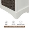 TREXM Rustic Storage Cabinet with Two Drawers and Four Classic Rattan Basket for Dining Room/Living Room (White)