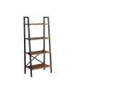 Leon 5 Tier Modern Ladder Bookshelf Organizers; Metal Frame Bookshelf for Small Spaces in Your Living Rooms; Office Furniture Bookcase; Walnut