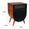 24 Inch Acacia Wood Accent Cabinet Chest with 1 Mesh Drawer and 1 Door; Brown and Black