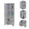 Portland 5-Shelf Linen Cabinet with Mirror White