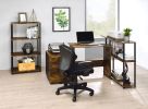 Ievi Writing Desk; Weathered Oak & Black Finish