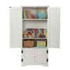 48.4"H 2 Door Accent Storage Cabinet;  Modern Wood Floor Organizer;  Indoors;  White