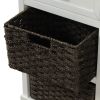 TREXM Rustic Storage Cabinet with Two Drawers and Four Classic Rattan Basket for Dining Room/Living Room (White)