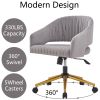 Modern swivel high quality velvet office desk chair grey color in gold metal luxury height adjustable computer chair living room chair