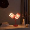 17" In Bohemian Paisley 2-Light Cylinder Red Table Lamp