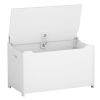 Kids Wooden Toy Box/Bench with Safety Hinged Lid (White)