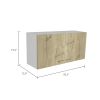 Napoles Wall Cabinet; Two Shelves; Double Door -White / Light Oak