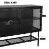 Double Mesh Door Storage Cabinet with Adjustable Shelf and Feet Cold-Rolled Steel Sideboard Furniture for Living Room Kitchen Frosted Black