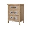 Accent Storage Cabinet Retro Wooden Chest with 3 Drawers and Metal Handles