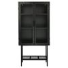 Elegant Industrial Floor Cabinet with 2 Mesh Doors Living Room Display Cabinet with Adjustable Shelves and Bottom Shelf Anti-Tip Easy Assembly Frosted