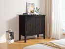 2 Door Wooden Cabinets; Black Wood Cabinet Vintage Style Sideboard for Living Room Dining Room Office