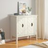 2 Door Wooden Cabinets; Off-white Wood Cabinet Vintage Style Sideboard for Living Room Dining Room Office