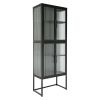 Elegant Floor Storage Cabinet with 4 Tempered Glass Doors; Display High Cabinet with Adjustable Shelves Black Color for Entryway; Living Room; Bedroom