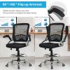 Adjustable Height Flip-Up Mesh Drafting Chair